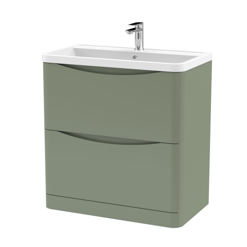 800mm F/S 2-Drawer Unit & Polymarble Basin - Satin Green (ISLA013)