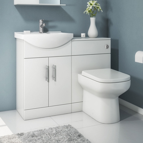 1050mm Gloss White Furniture Set - Including Back To Wall Toilet