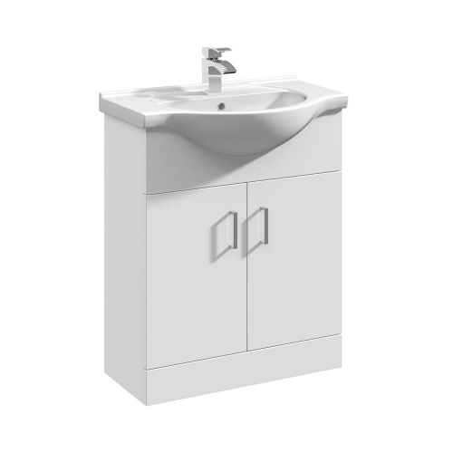 Arley 650mm White 2 Door Vanity Unit With Basin - Oslo By Voda Design