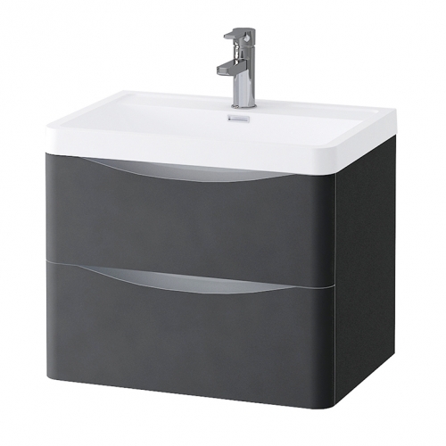 Grey Matt 600mm Wall Hung Vanity Unit with 1 Tap Hole Basin - Maddox By Voda Design