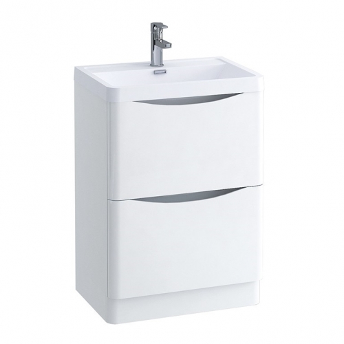 White Gloss 600mm Freestanding Vanity Unit with 1 Tap Hole Basin - Maddox By Voda Design