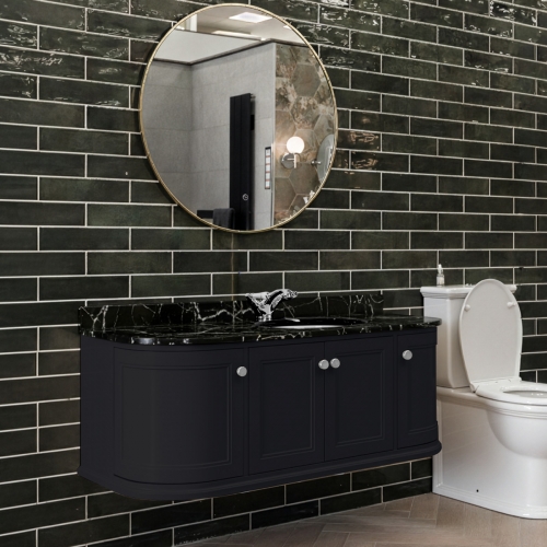 Hatton 1200mm Wall Mounted Anthracite Vanity Unit, Black Marble Worktop & Ceramic Basin