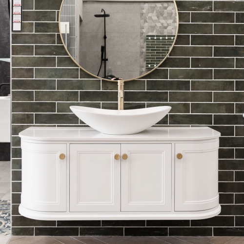 1200mm Wall Hung Bathroom Bundle White (Vanity, Worktop, Basin, Tap, Waste & Mirror) - VODASUITE30