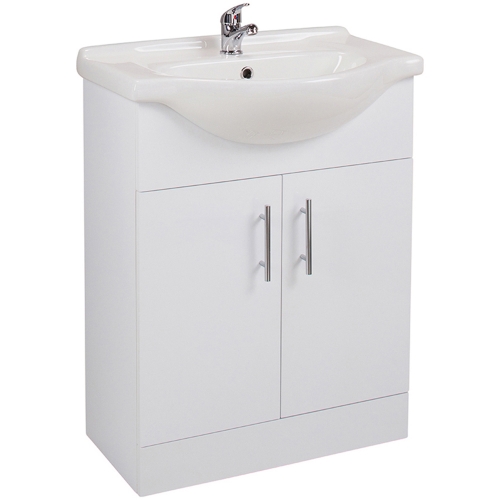 Kass 650mm Gloss White 2 Door Vanity Unit & Basin