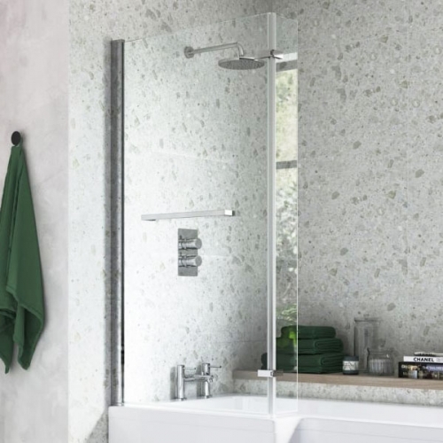 Universal L Shape Bath Screen With Towel Bar