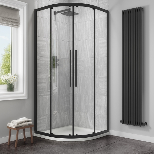 900 x 900mm Black 2 Door Quadrant Enclosure - Kaso Black By Voda Design