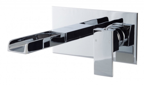 Wall Mounted Basin Tap With Waterfall Spout - Chrome - Dunk