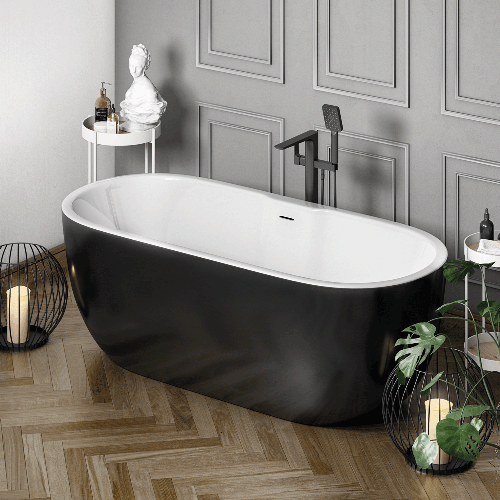Freestanding Modern Double Ended Bath 1655mm (Black) - Manhattan By Voda Design