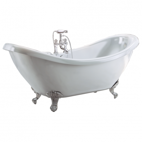 Freestanding Traditional Double Ended Slipper Bath With Chrome Ball And Claw Feet 1750mm - Marlow By Synergy