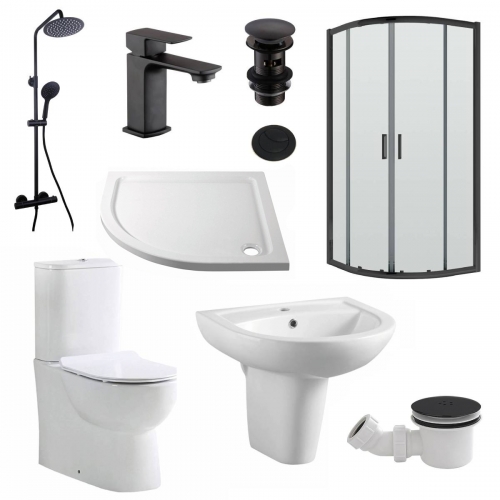 Black 900mm Quadrant En-suite Pack - VODASUITE11