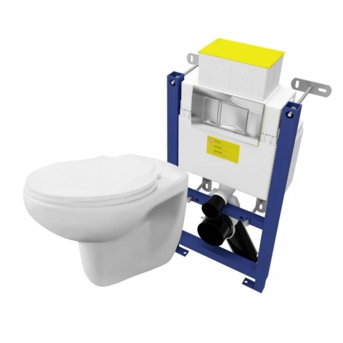Melbourne Wall Hung Toilet with 85cm Wall Hung Frame and Chrome Flush Plate