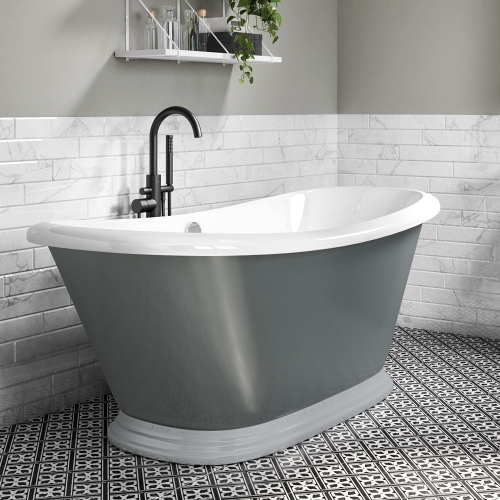 1770mm Traditional Grey Freestanding Bath - Boat By Voda Design