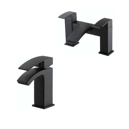 Matt Black Mono Basin & Bath Filler Pack - Pimlico