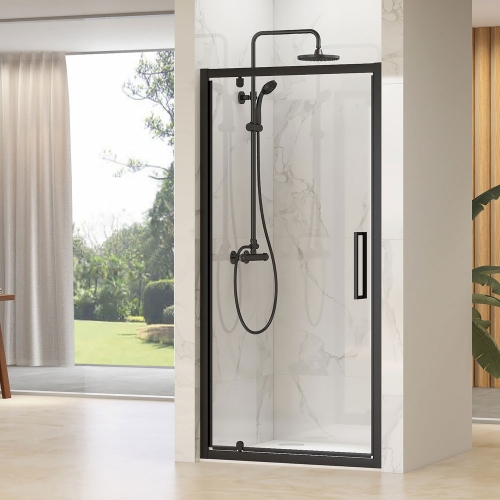 800mm Black Pivot Door - Kaso Black By Voda Design