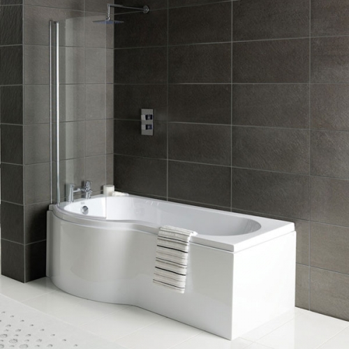 P-Shape 1700x700-850x410mm 0TH Shower Bath  Panel & Screen (LH)