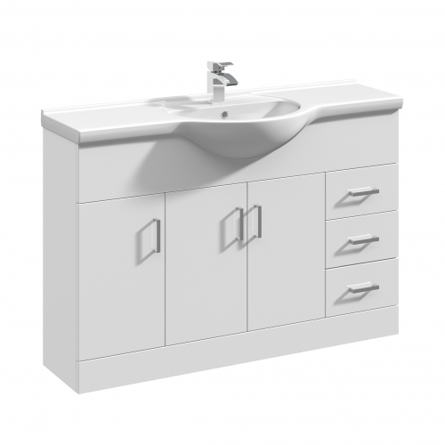 White Gloss 1200mm Floorstanding Vanity Unit and Basin - Blanco By Voda Design