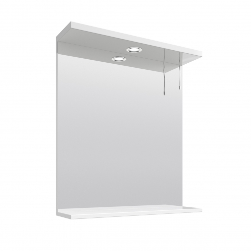 White Gloss 650mm Mirror and Light Canopy - Blanco by Voda Design