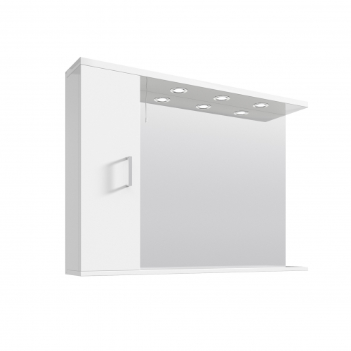 White Gloss 1050mm Mirror and Light Canopy - Blanco by Voda Design