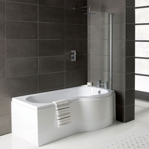 P-Shape 1700x700-850x410mm 0TH Shower Bath  Panel & Screen (RH)
