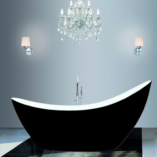 Freestanding Modern Luxury Thin Edged Slipper Bath 1750mm Black - Picasso By Voda Design