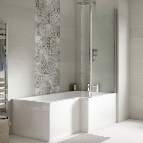 1600mm Right Hand Square Shower Bath Bundle (Includes Bath, Screen & Front Panel) - LBATH1600RH