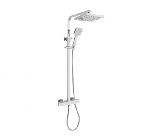 Square Thermostatic Rain Shower Complete Shower Kit Chrome