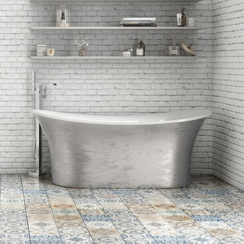 Silver Freestanding Bath 1805x785mm - Extravagance By Voda Design