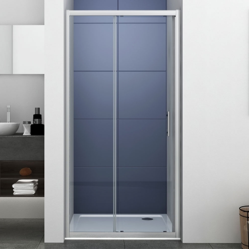 1000mm Sliding Shower Door Chrome Finish 6mm Glass (1850mm Height)