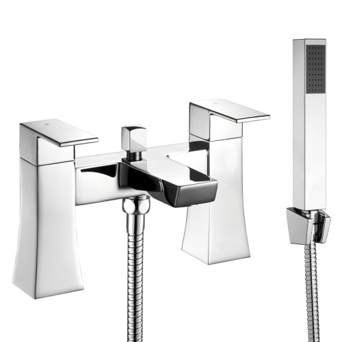 Bath Shower Mixer Tap With Handset & Hose Chrome