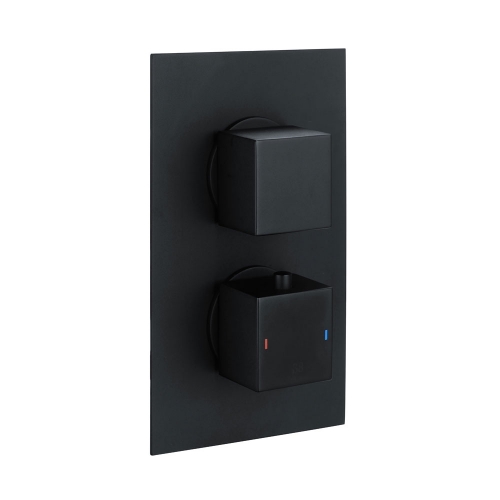 Black Square Concealed Twin Thermostatic Shower Valve by Voda Design