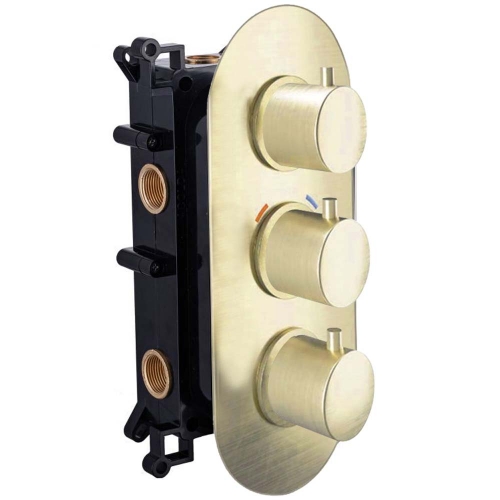 Brushed Brass Triple Concealed Shower Valve - By Voda Design