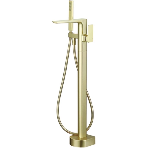 Brushed Brass Freestanding Bath Shower Mixer - By Voda Design
