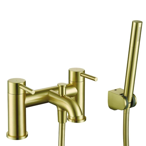 Brushed Brass Bath Shower Mixer & Kit - By Voda Design