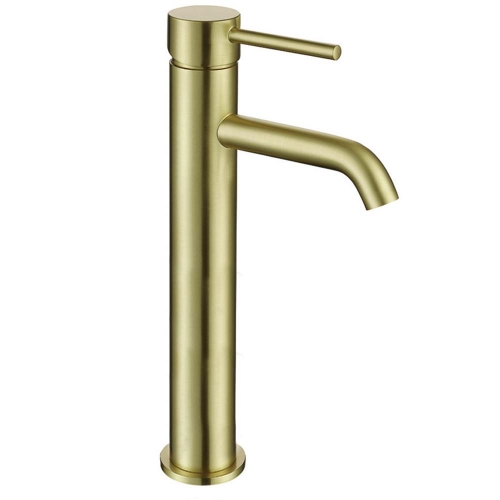 Brushed Brass Tall Cold Start Mono Mixer - By Voda Design