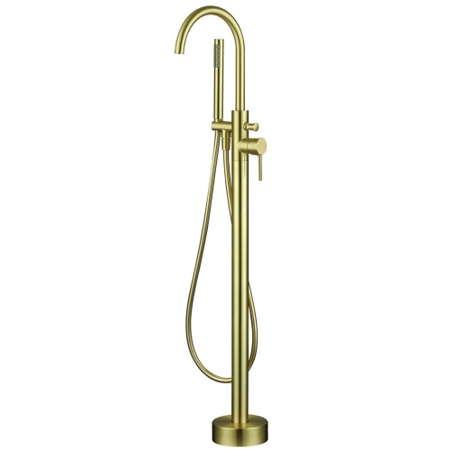 Brushed Brass Freestanding Bath Shower Mixer - By Voda Design