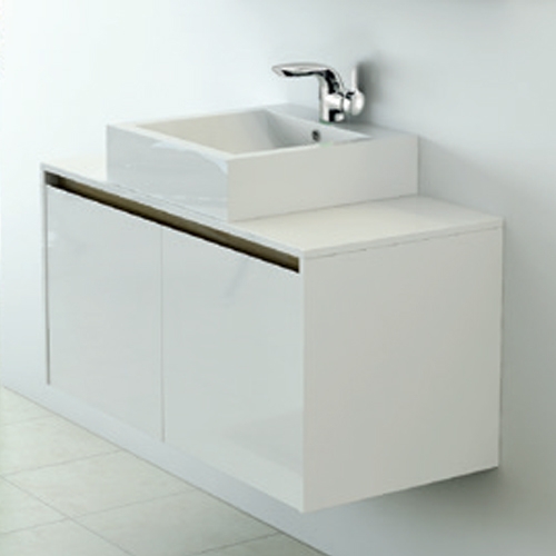 White 1000mm Wall Hung Vanity Unit With Countertop Basin - Zeke By Voda Design
