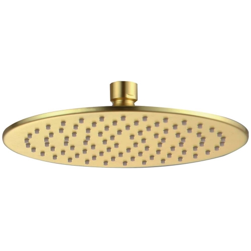 Round Brushed Brass Slim Shower Head - By Voda Design