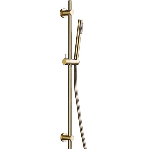 Round Brushed Brass Shower Slider Rail Kit - By Voda Design