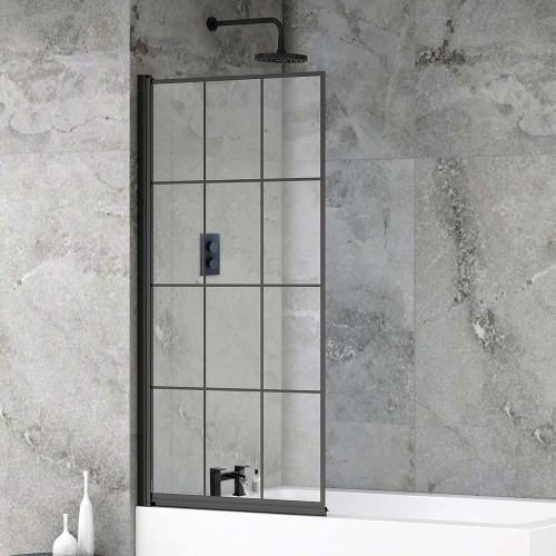 800 x 1400mm Black Bathscreen - By Voda Design