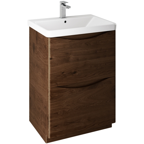Dark Wood Floor Standing Unit with 1 Tap Hole Basin - 600mm & 900mm