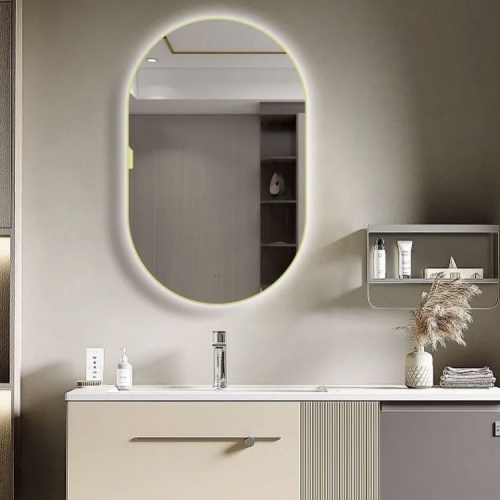 800 x 500mm Mirror Cabinet With Backlit LED Lights - Oval/Tablet