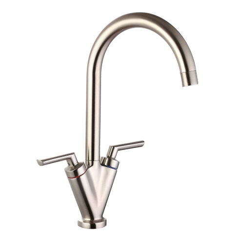 Thelon Brushed Nickel Kitchen Mixer Tap - By Voda Design