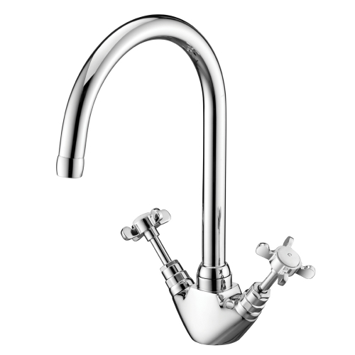 Traditional Cross Handle Kitchen Sink Tap With Swivel Spout