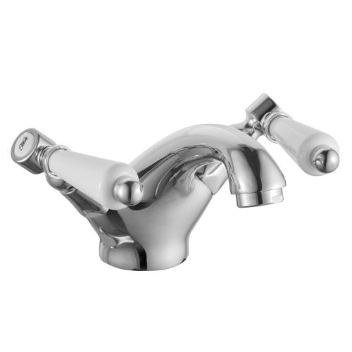 Mono Basin Mixer With Click Clack Waste - Tre Mercati Victoria Bianco