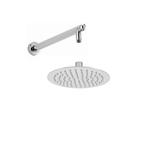 200mm Round Chrome Shower Head & Wall Arm