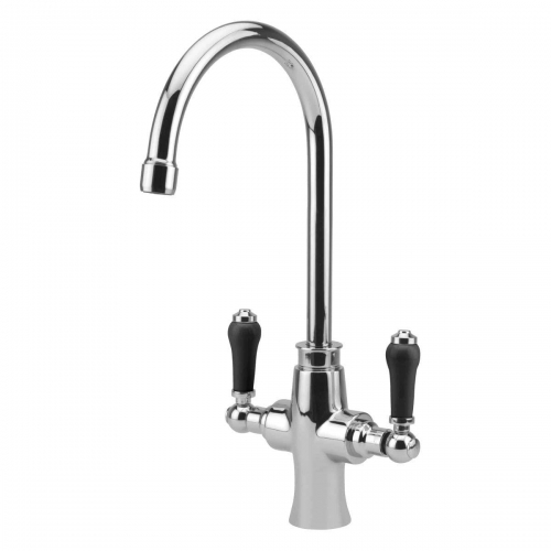 Victoria Nero Mono Sink Mixer Chrome With Black Handles