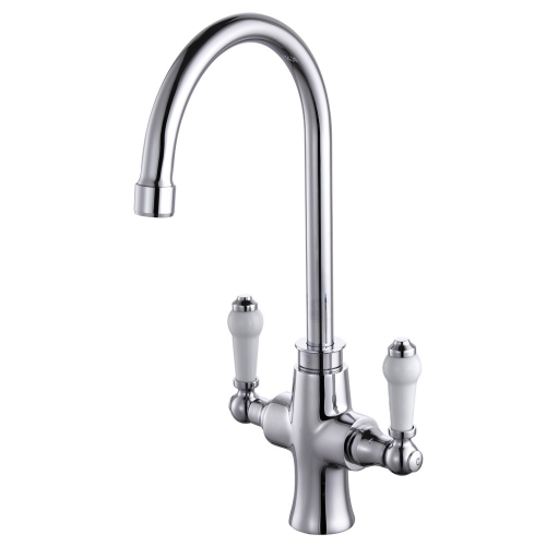 Victoria Bianco Mono Sink Mixer Chrome With White Handles