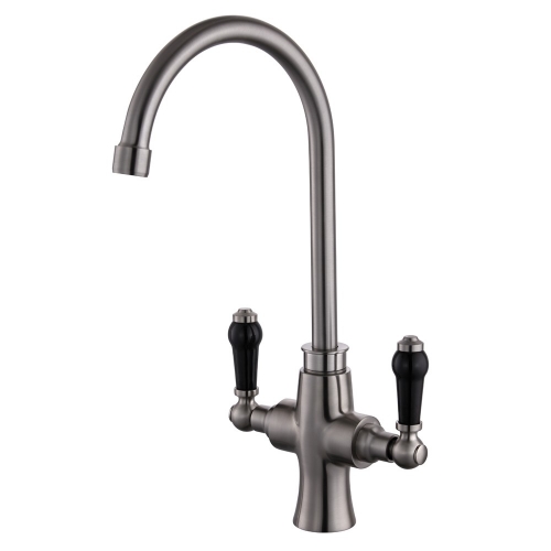 Victoria Bianco Mono Sink Mixer Nickel With Black Handles