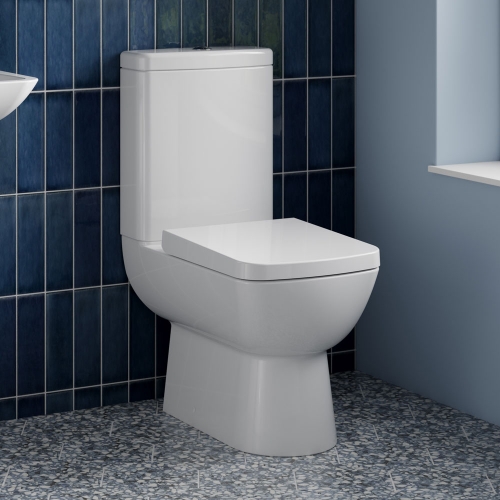 Compact Close Coupled Semi Flush to Wall Toilet, Cistern & Seat - TOILETSET12