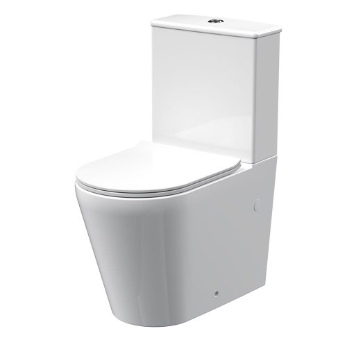 Compact Rimless Flush To Wall Close Coupled Toilet, Cistern & Seat - TOILETSET8